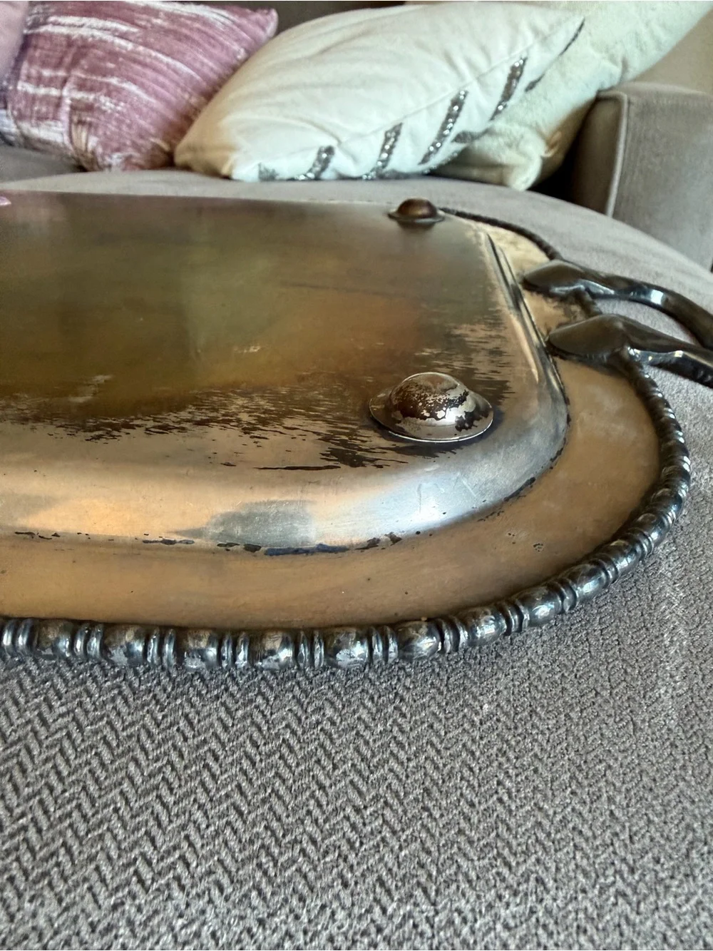 Vintage Sheffield  Silver Co. Silver on Copper Serving Tray